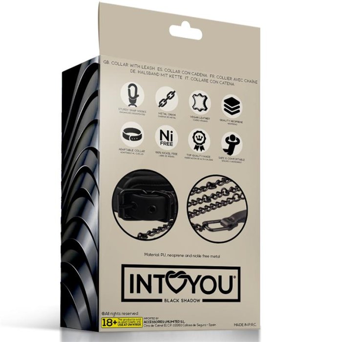Zgarda cu Lesa si Lant, Neopren, Deluxe, INTOYOU - dimensiuni complete