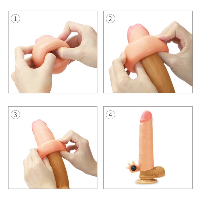 Prelungitor Penis cu Vibratii Lovetoy »Vibrating Silicone Extender« 19 cm - Natural