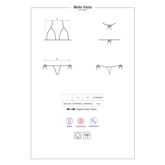 Costum de baie Bella Vista, Obsessive, Negru, S/L# - accesorii incluse