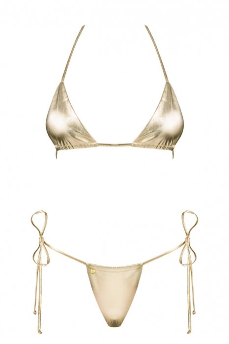 Costum de baie auriu metalizat, Bella Vista, Obsessive, Gold, S/L# - dimensiuni complete