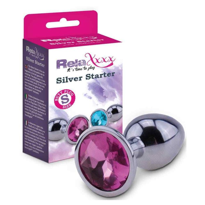 Plug Anal Metal RelaXxxx Silver Pink Small - vedere frontala