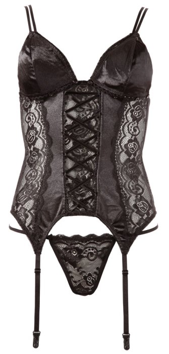 Set lenjerie sexy, Cottelli Collection, Negru, dantela# - vedere spate