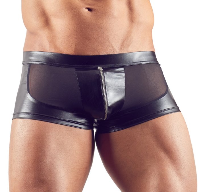 Boxeri Barbati Black Panther, Negru Wetlook Transparent# - vedere frontala