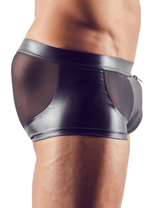 Boxeri Barbati Black Panther, Negru Wetlook Transparent# - detaliu design