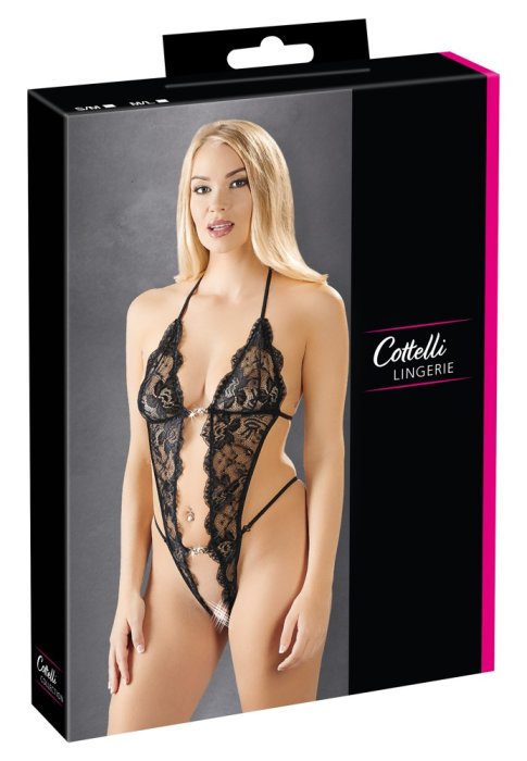 Body Dantela Floral Cottelli Collection - Negru - accesorii incluse
