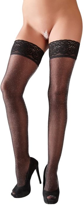 Ciorapi Lurex Black Hold Ups Glitter# - culoare si material