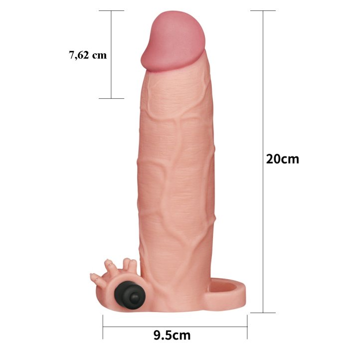 Prelungitor Penis Pleasure X-Tender 20 cm , cu vibrator [ + 7,62 cm ] - detaliu design