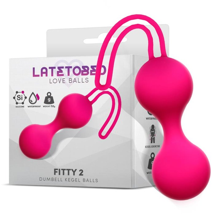 Bile Vaginale Kegel LateToBed "Dumbell Kegel Balls" 15,5 cm - Roz - vedere frontala