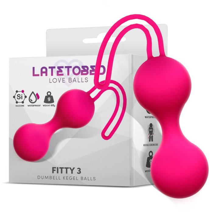 Ou cu Vibratii, silicon, roz, Fitty 3, Dumbell Kegel Balls, 62 Gr. - vedere frontala