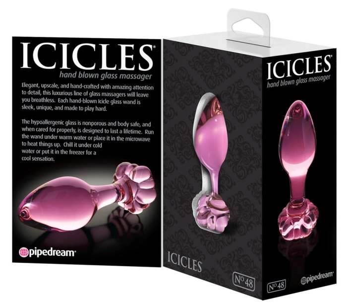 Dop Anal Sticla Icicles No 48 Roz vedere spate stop floral siguranta