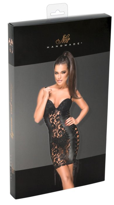 Rochie cu Broderie Dantela Noir Handmade - Negru