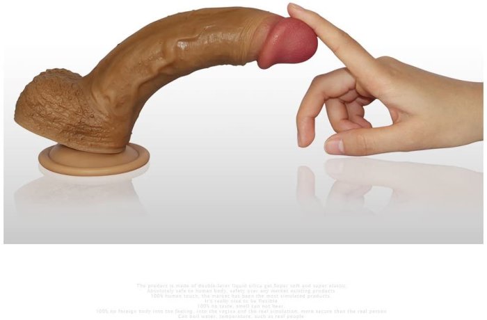 Dildo Dual-layered Platinum Silicone Cock, 21,5 cm x 4 cm - dimensiuni complete