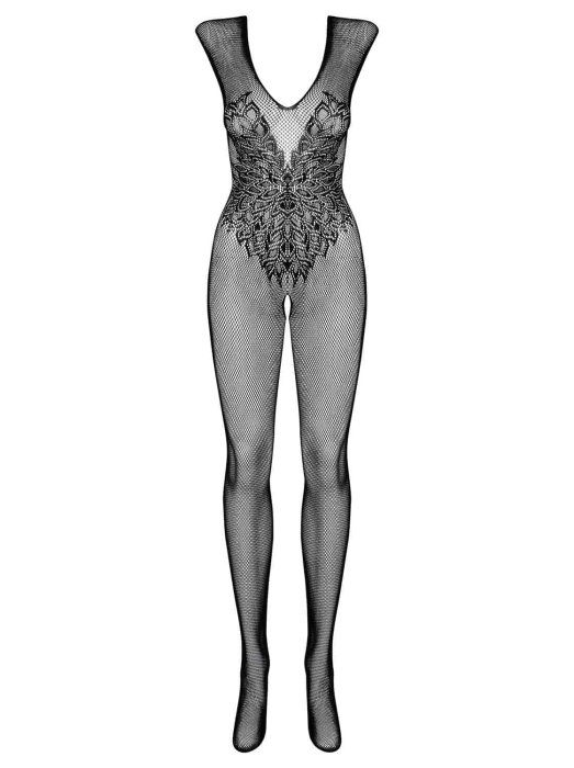 Catsuit de Dantela cu Aripi Obsessive - Negru