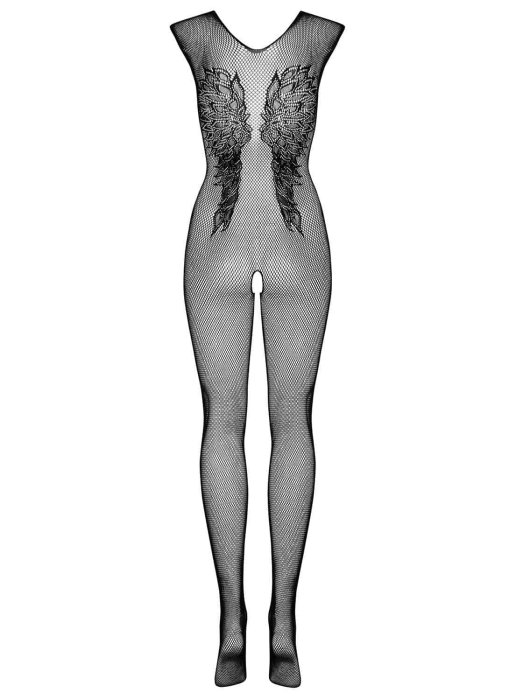 Catsuit de Dantela cu Aripi Obsessive - Negru