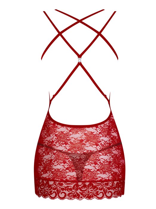 Lenjerie femei seducatoare din dantela rosie, Obsessive# - vedere laterala