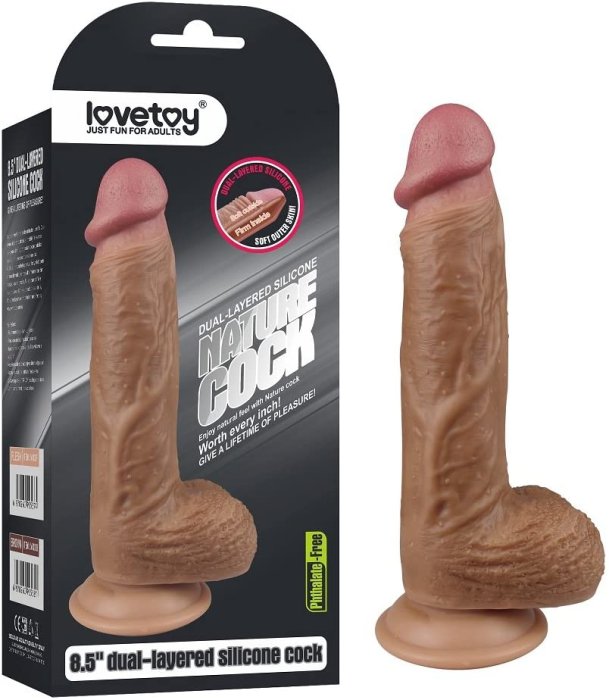 Dildo Dual-layered Platinum Silicone Cock, 21,5 cm x 4 cm - vedere frontala