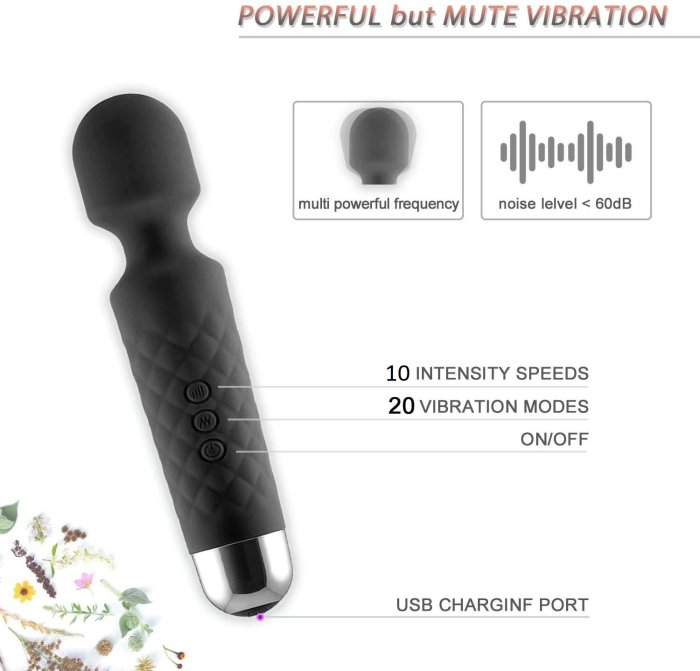 Aparat de masaj, Vibrator Negru, 10 Viteze, Yoba - vedere laterala