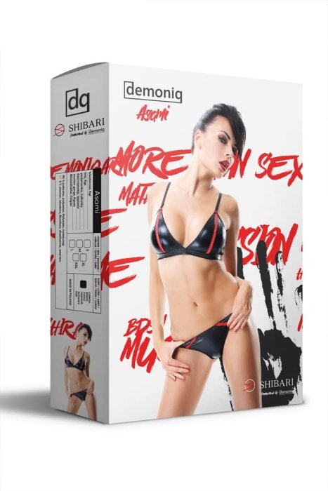 Lenjerie Sexy WetLook Asamy Shibari Demoniq - Negru - vedere laterala
