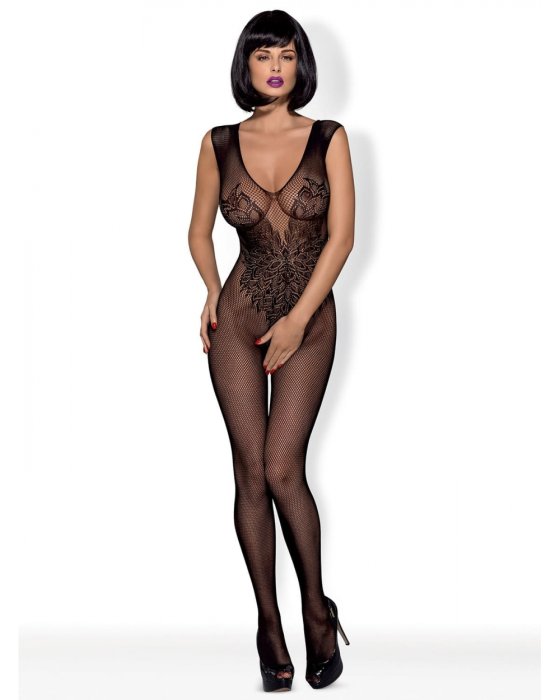 Catsuit de Dantela cu Aripi Obsessive - Negru