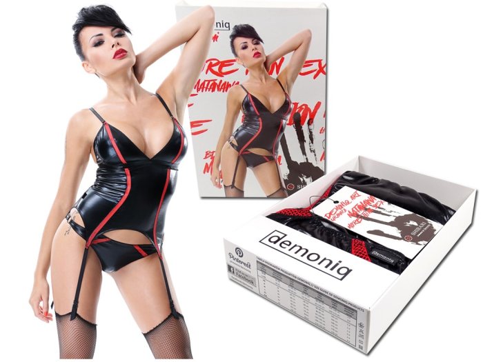 Set Corset si Chiloti Shibari Demoniq - Negru
