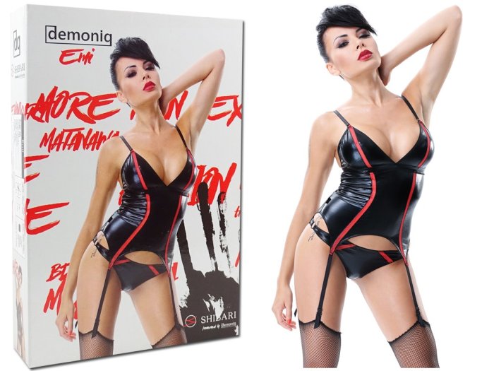 Set Corset si Chiloti Shibari Demoniq - Negru
