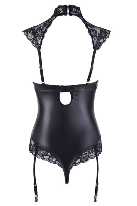 String Body Leather Look, dantela neagra, Luxury Donna Cotelli Collection