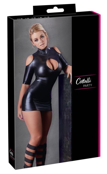Rochie Sexi Latex Look Cotelli Collection - Negru - dimensiuni complete