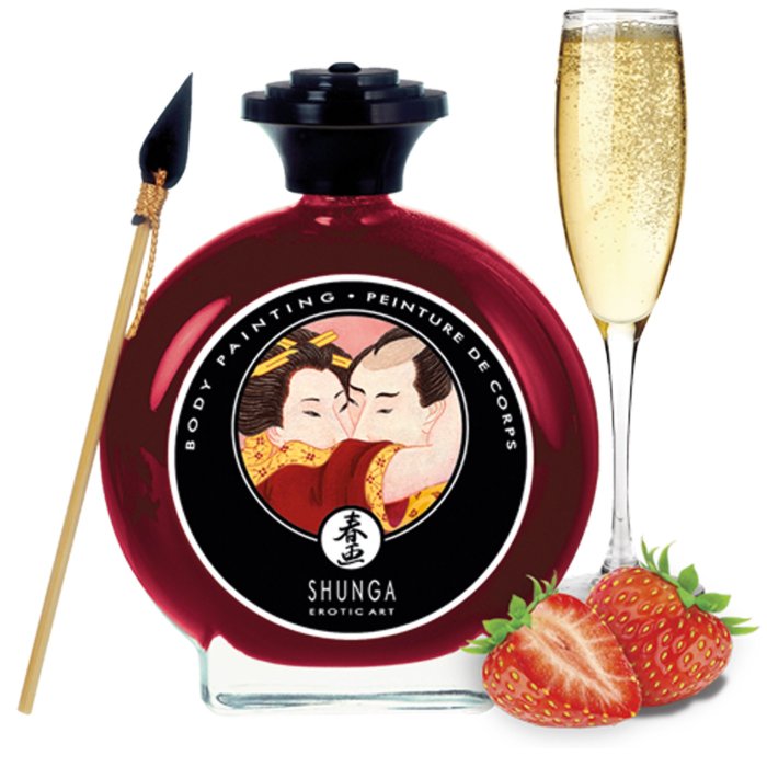 Ulei de Masaj Shunga "Strawbery Wine Body Paint" -100 ml - vedere frontala