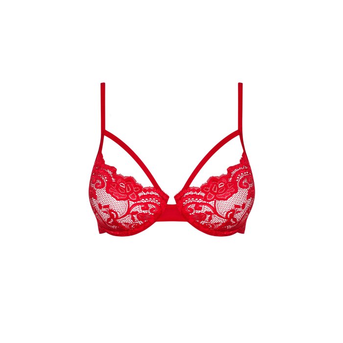 Sutien rosu, dantela, Obsessive# - culoare si material