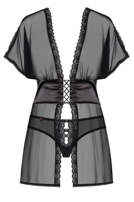 Set Babydoll si chiloti, Luxury, Obsessive, Negru# - culoare si material
