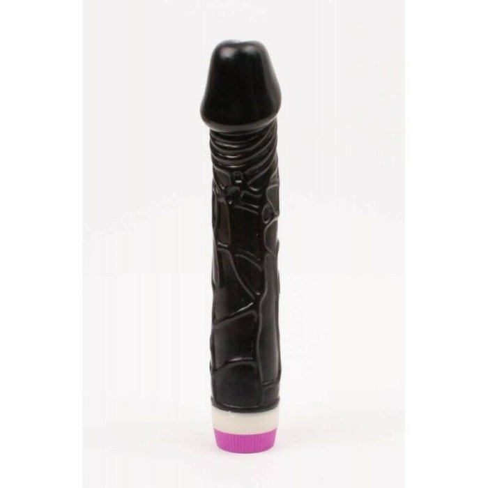 Vibrator Natural Realistic Fantasy, Negru [ 22,5 cm x 4,5 cm ] - dimensiuni complete