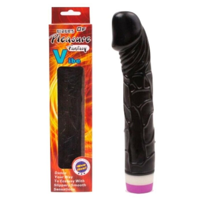 Vibrator Natural Realistic Fantasy, Negru [ 22,5 cm x 4,5 cm ] - vedere frontala