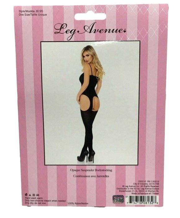 Catsuit Opaque Suspender Leg Avenue - Negru