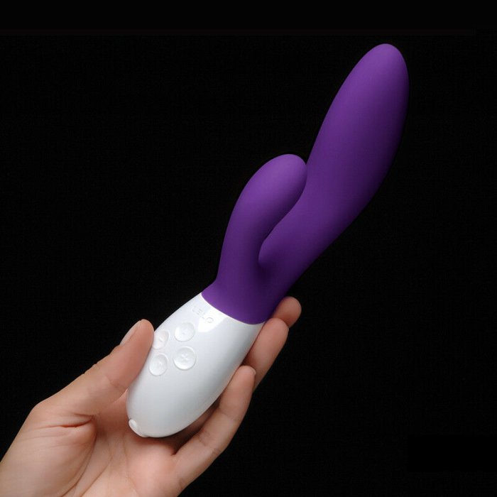LELO INA 2 PURPLE Rabbit Vibrator DELUXE - dimensiuni complete