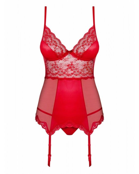 Corset Obsessive Lovica S/M, Rosu# - culoare si material