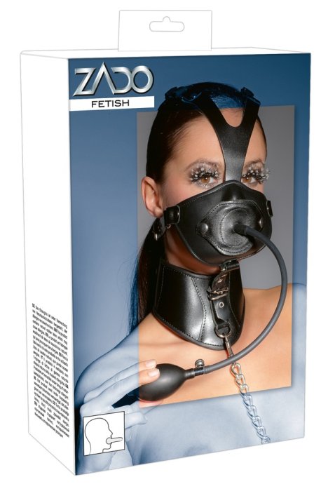 Masca Bondage cu Penis Gonflabil Zado - Negru##