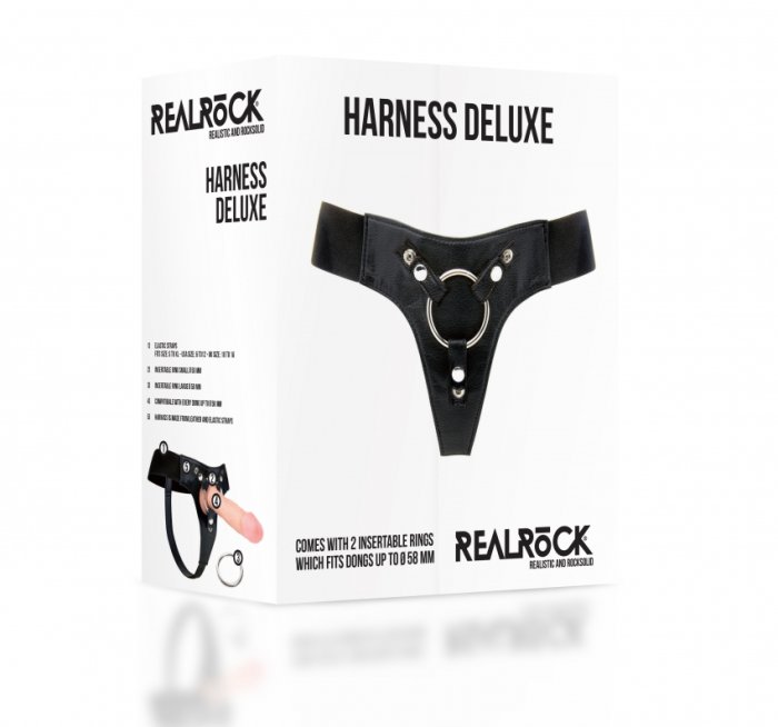 Chilot Strap On Femei, Harness Deluxe, Real Rock - vedere frontala