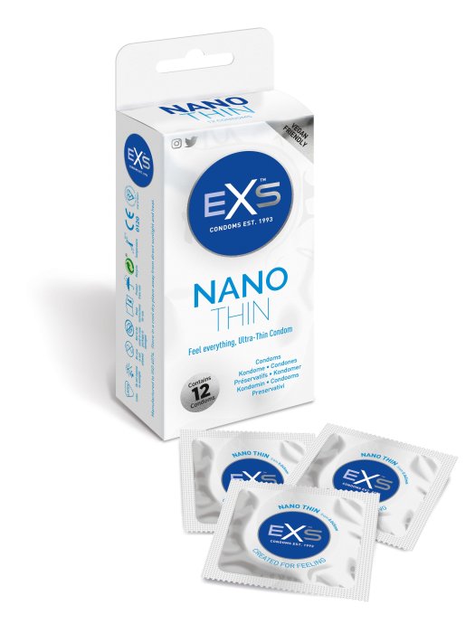 Prezervative EXS Nano Thin, 12 buc - vedere spate