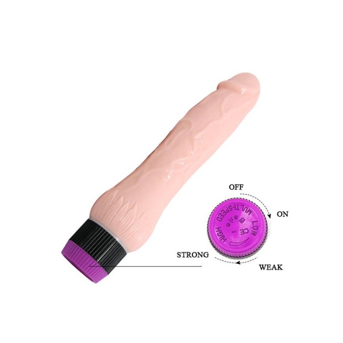 Vibrator Clasic Realistic Cock, natural,  [ 22 cm x 4 cm ] - culoare si material