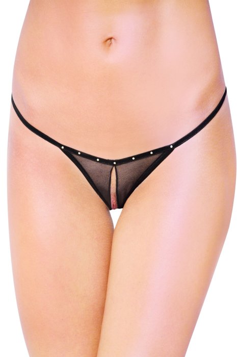 Bikini, Softline cu decupaj, tul, elastic, negru, One Size# - vedere frontala