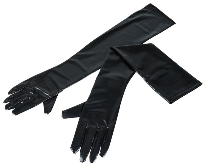 Manusi Negre Wetlook- Latex Look Cotelli Collection - culoare si material