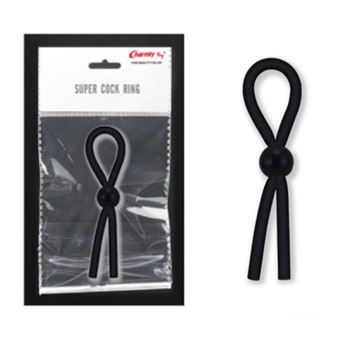 Inel reglabil pentru erectie penis - Cock Ring Black - vedere frontala