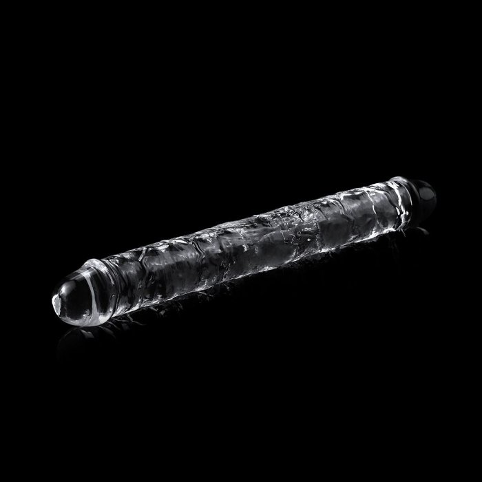 Dildo Dublu Transparent Lovetoy "Flawless Clear"  30 cm - dimensiuni complete