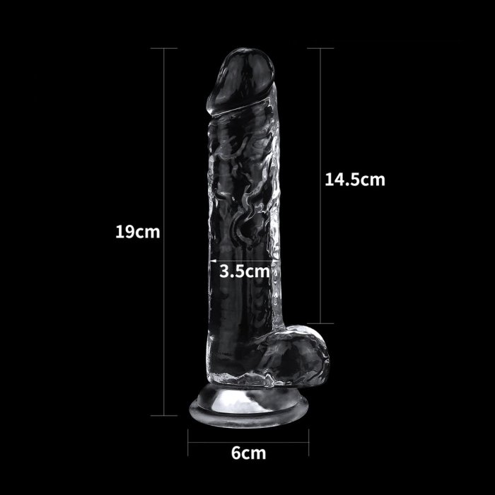 Dildo Jelly Lovetoy "Flawless Clear" 19 cm - vedere laterala