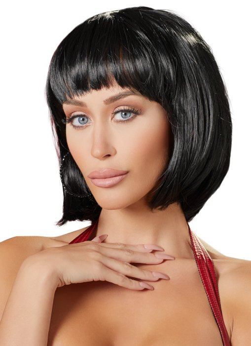 Peruca Bruneta Black Bob Wig, 28 cm# - detaliu design