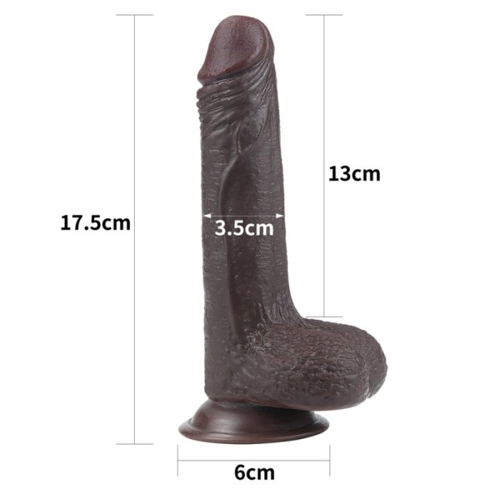 Dildo Realistic Lovetoy "Sliding Skin Dong 7" 18cm - Negru##