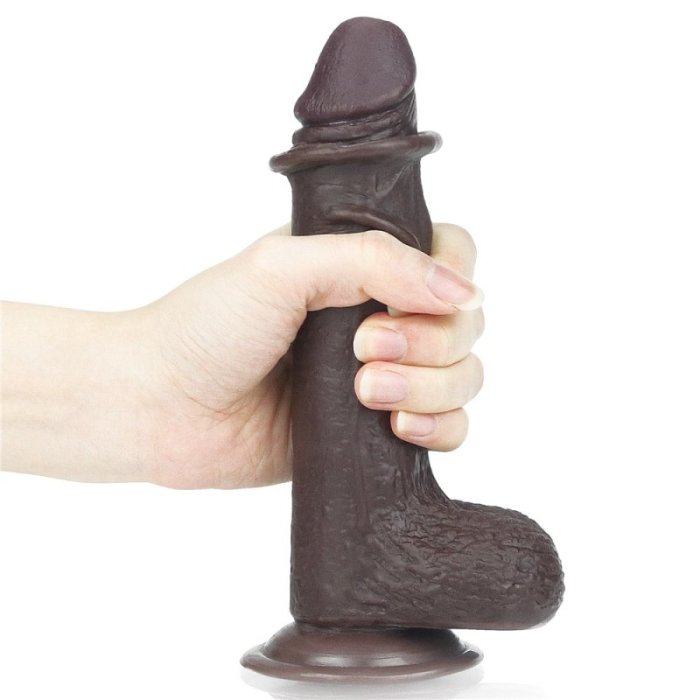 Dildo Realistic Lovetoy "Sliding Skin Dong 7" 18cm - Negru##