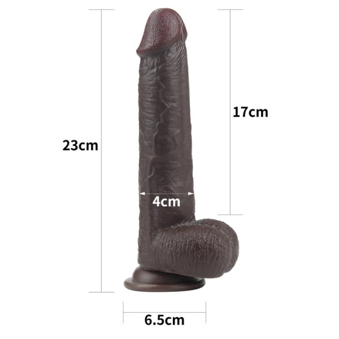 Dildo Realistic Lovetoy "Sliding Skin Dong 9" 23 cm - Negru - detaliu design