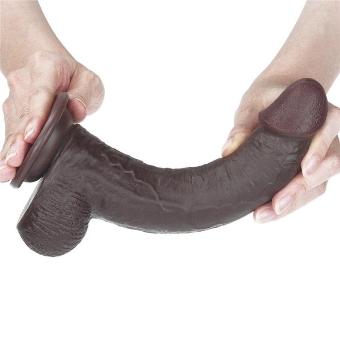 Dildo Realistic Lovetoy "Sliding Skin Dong 9" 23 cm - Negru - vedere laterala
