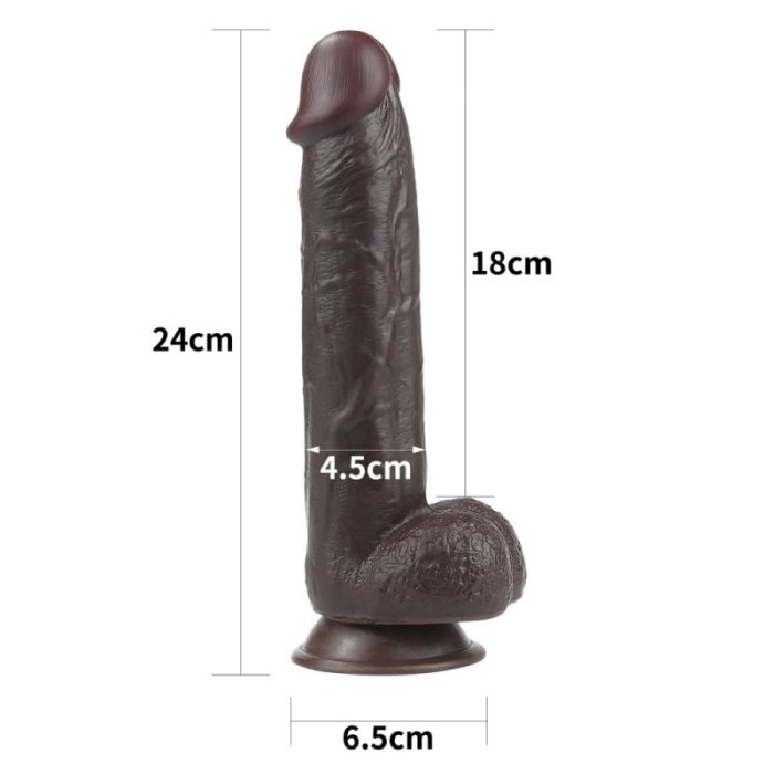 Dildo Realistic Lovetoy "Sliding Skin Dong 9,5" 24 cm - Negru##